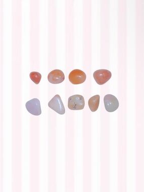Tumbled Peach & White Agate Stones - Set of 9